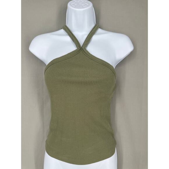 Old Navy Top Womens Small Green Halter Tank Built In Bra Stretch Sleeveless - Picture 1 of 5